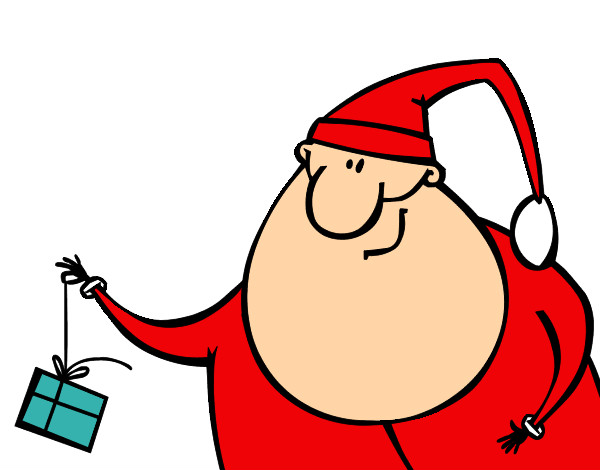Dibujo Papa Noel con un regalo pintado por pequealex