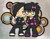 Dibujo Pareja Emo pintado por RUSHERSITA