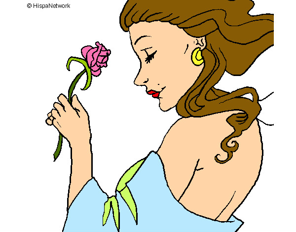 Dibujo Princesa con una rosa pintado por nansydiaz
