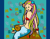 Dibujo Sirena con caracola pintado por kljhfk