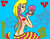 Dibujo Sirena y perla pintado por kljhfk