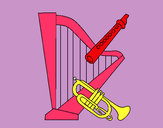 Dibujo Arpa, flauta y trompeta pintado por Chechi04 
