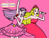 Dibujo Barbie y la princesa cantando pintado por brendam