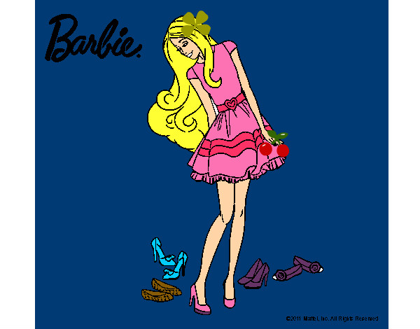 Dibujo Barbie y su colección de zapatos pintado por bairo