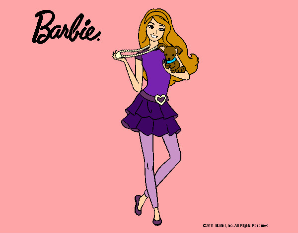 Dibujo Barbie y su mascota pintado por charito