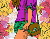 Dibujo Chica con bolso pintado por joak-
