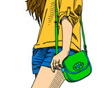 Dibujo Chica con bolso pintado por lorelorena