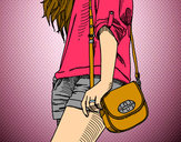 Dibujo Chica con bolso pintado por pintorita