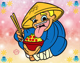Dibujo Chino comiendo arroz pintado por hubercito