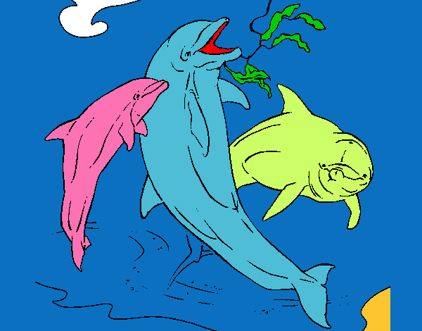 Dibujo Delfines jugando pintado por yairica9