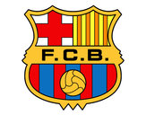 Dibujo Escudo del F.C. Barcelona pintado por dorado 