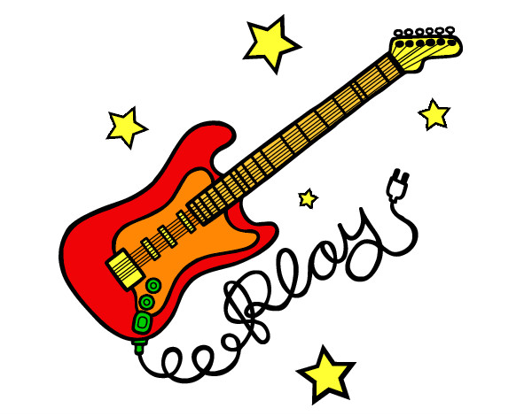 Dibujo Guitarra y estrellas pintado por fiamma30