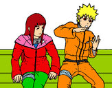 Dibujo Hinata y Naruto pintado por hubercito