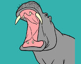 Dibujo Hipopótamo con la boca abierta pintado por pingo