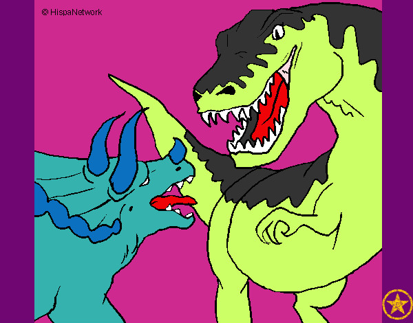Dibujo Lucha de dinosaurios pintado por yairica9