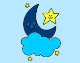 Dibujo Luna y estrellas pintado por jury