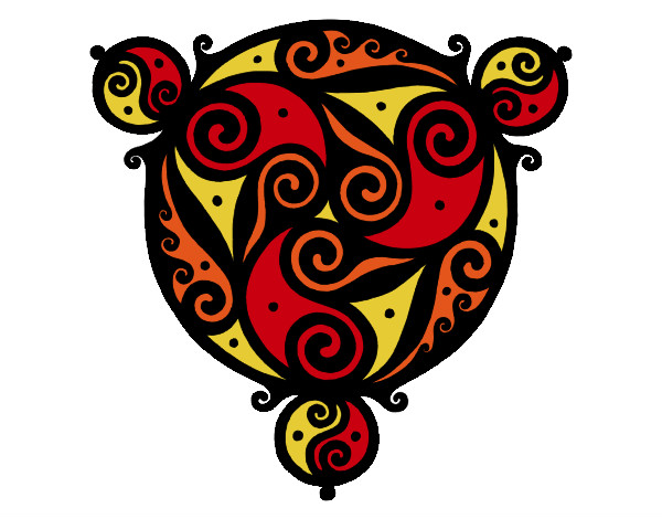Dibujo Mandala con tres puntas pintado por michol