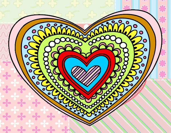 Dibujo Mandala corazón pintado por jhoanaa