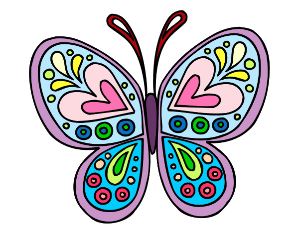 Dibujo Mandala mariposa pintado por jhoanaa