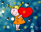 Dibujo Niña con corazón pintado por hhjk