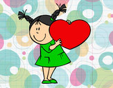 Dibujo Niña con corazón pintado por sofiia