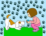 Dibujo Niña y perro jugando pintado por PonySalvaG