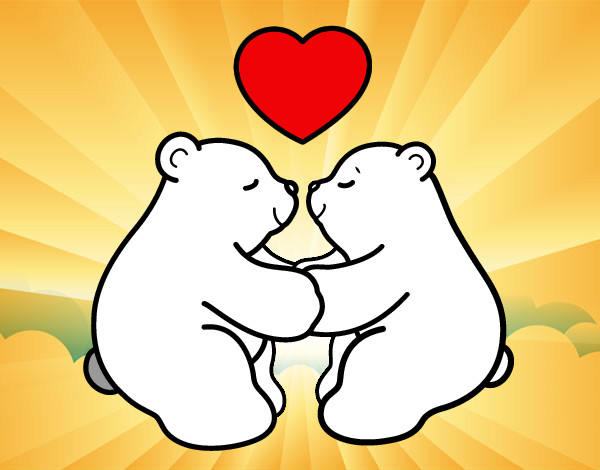 Dibujo Osos polares enamorados pintado por ajuarez