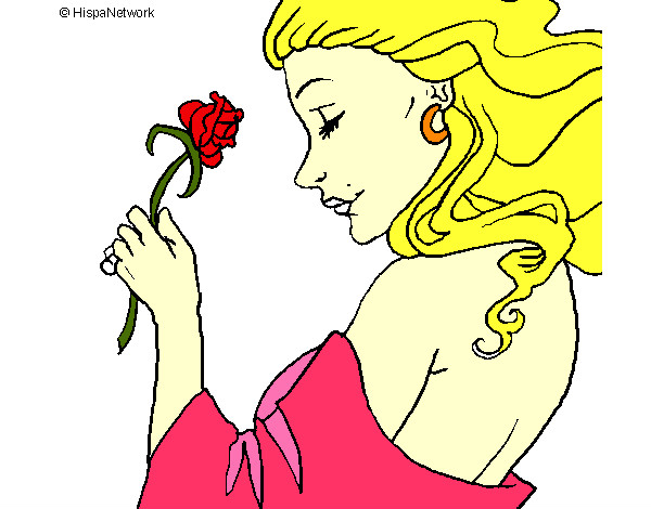 Dibujo Princesa con una rosa pintado por KonnyBelen