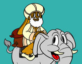 Dibujo Rey Baltasar en elefante pintado por charito