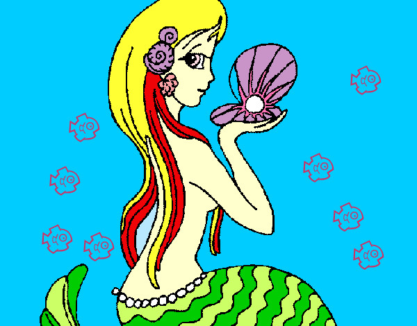 Dibujo Sirena y perla pintado por flakit