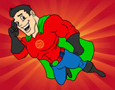 Dibujo Superhéroe volando pintado por diegho
