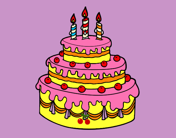 Dibujo Tarta de cumpleaños pintado por chole34