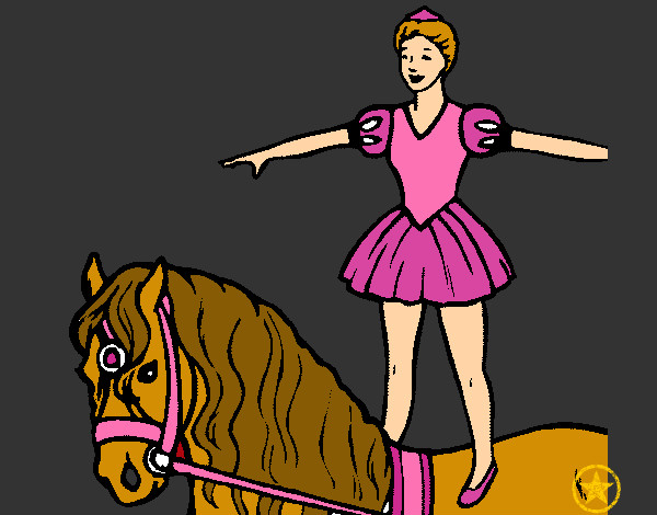 Dibujo Trapecista encima de caballo pintado por yairica9
