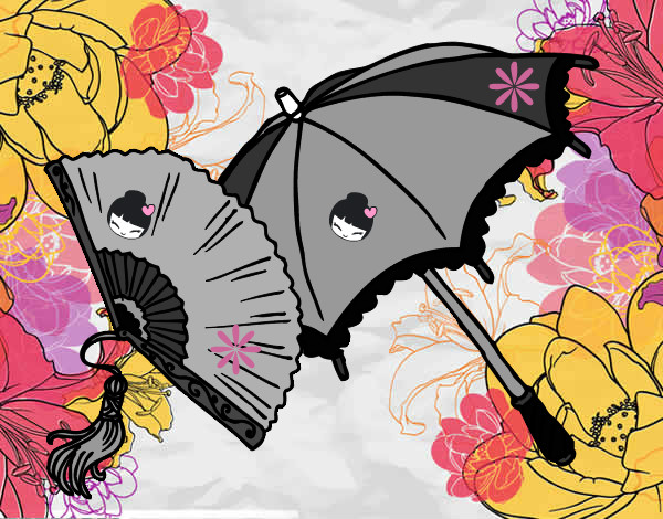 Dibujo Abanico y paraguas pintado por mikuru