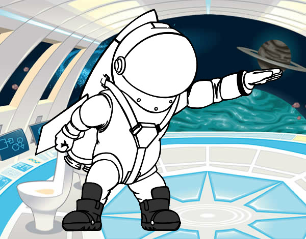 Dibujo Astronauta con cohete pintado por jhlyg