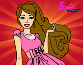 Dibujo Barbie con su vestido con lazo pintado por cotiza