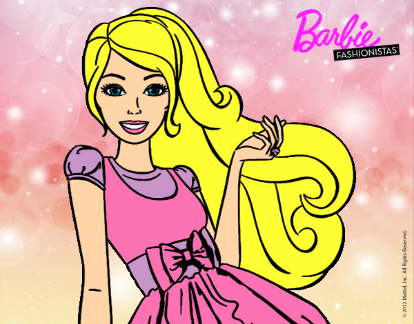 Dibujo Barbie con su vestido con lazo pintado por taniafrias
