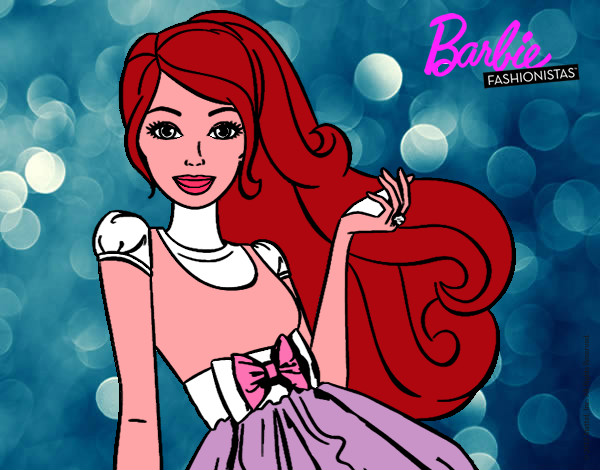 Dibujo Barbie con su vestido con lazo pintado por Zuly_Anxo