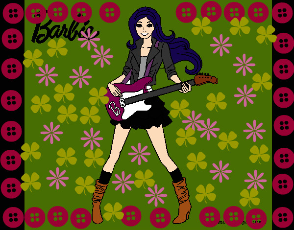 Dibujo Barbie guitarrista pintado por kat08