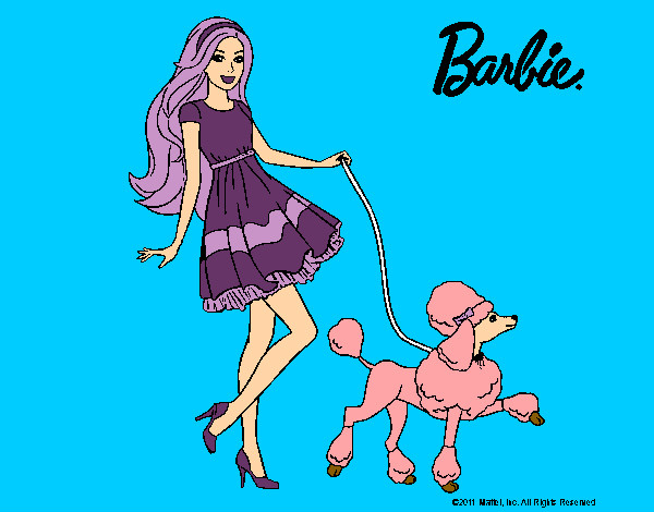 Barbie paseando a su mascota