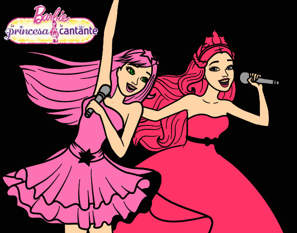 Barbie y la princesa cantando