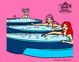 Dibujo Barbie y sus amigas en el jacuzzi pintado por amalia