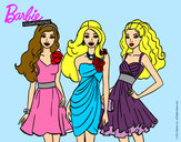 Dibujo Barbie y sus amigas vestidas de fiesta pintado por almaaragon