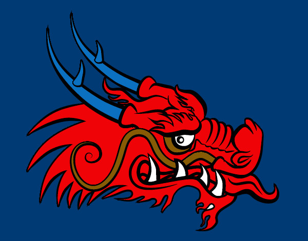 Dibujo Cabeza de dragón rojo pintado por Enriquee