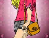 Dibujo Chica con bolso pintado por amor8020