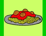 Dibujo Espaguetis con carne pintado por serllio