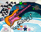 Dibujo Guitarra y estrellas pintado por pipi_fio