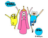 Dibujo Jake, Princesa Chicle y Finn pintado por alondrac