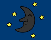 Dibujo Luna con estrellas pintado por camila1D