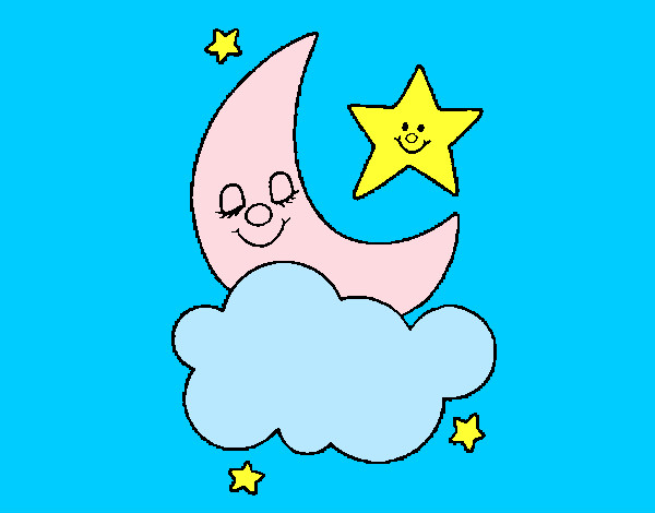 Dibujo Luna y estrellas pintado por Meli_Milu